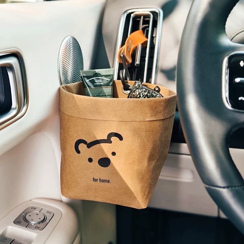 Tech Accessories Bag - Car Outlet Storage Bucket Washable Kraft