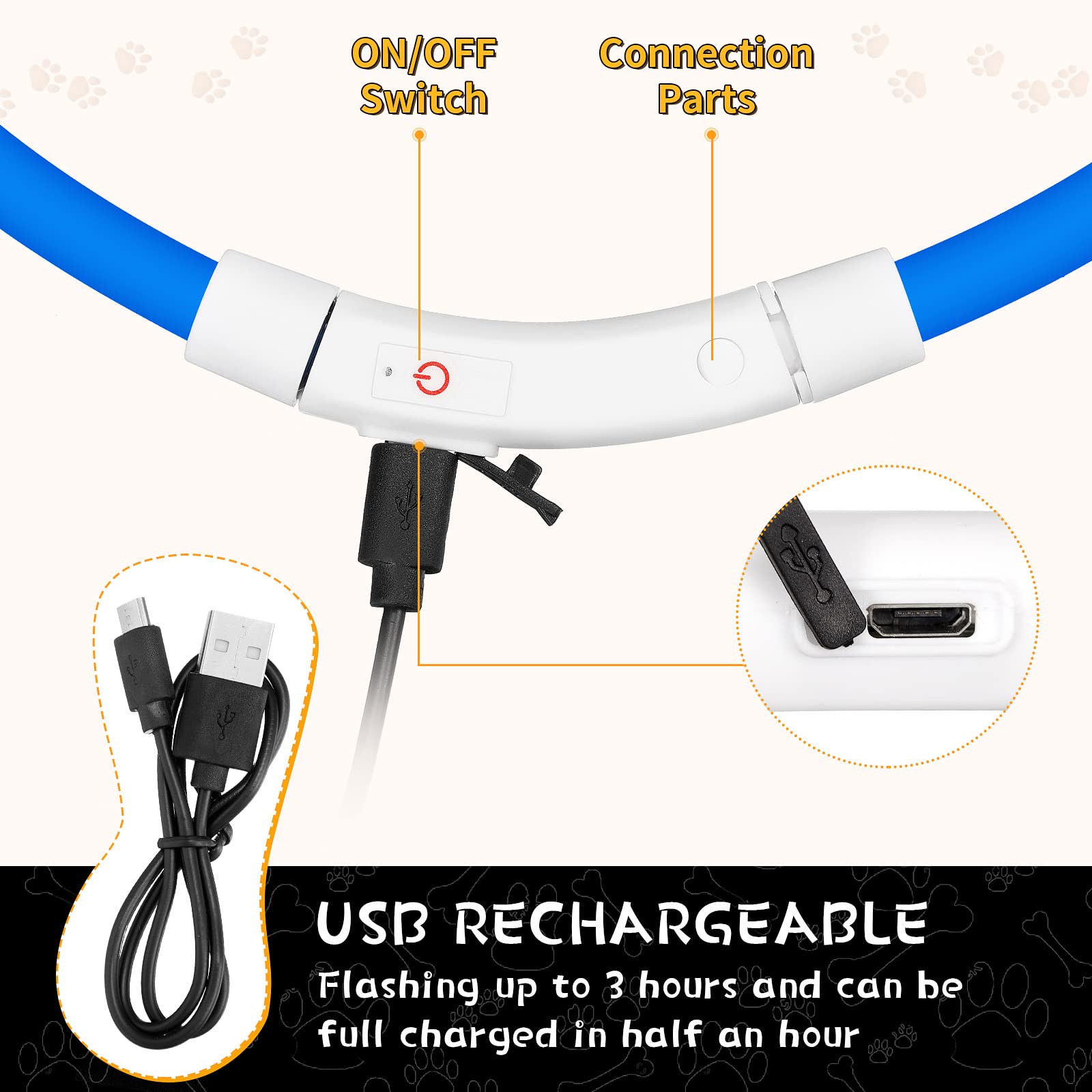 Silicone LED Dog Collar Rechar - Tech Dog Accessories 评论和价格