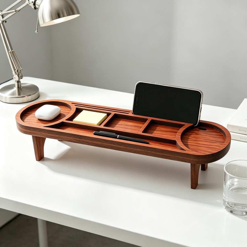 Wooden Desk Organizer with Pho - Tech Office Accessories 评论和价格